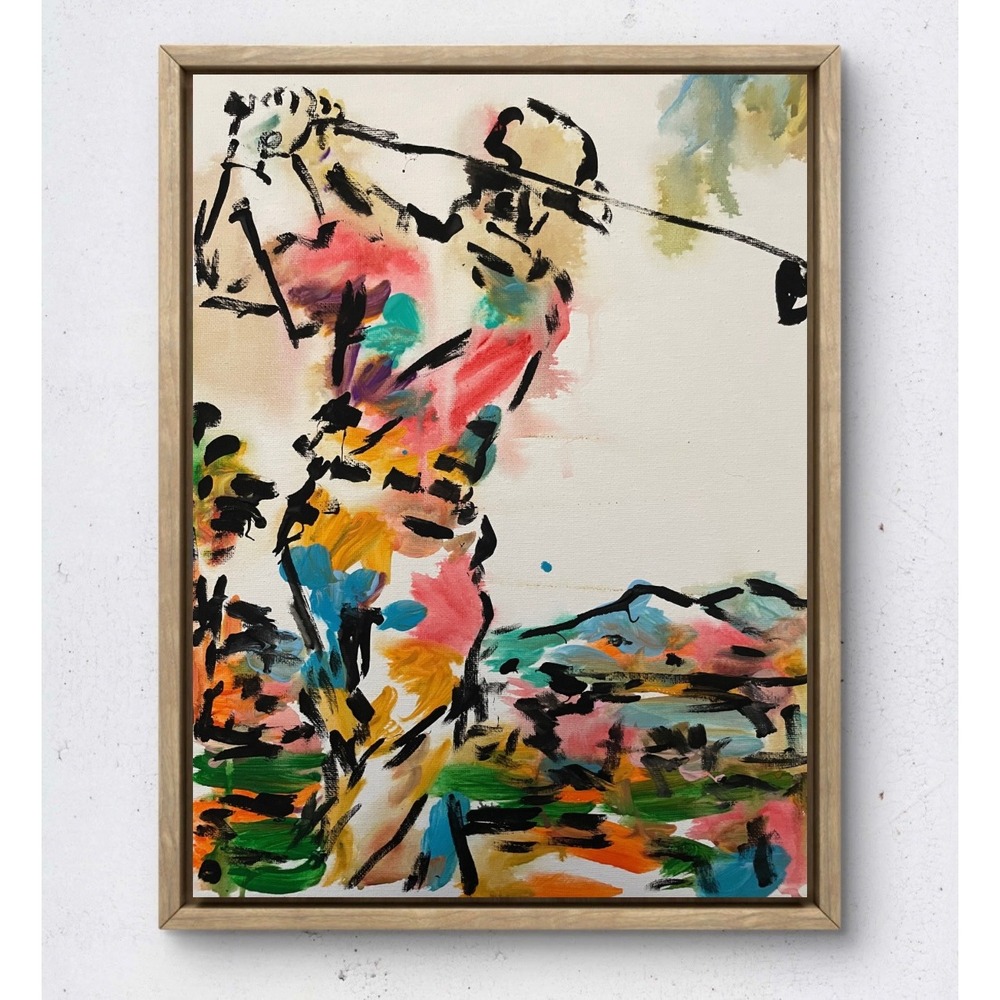 OMAN The Perfect Swing Golf Painting Original Abstract Sports Art Canvas 11x14